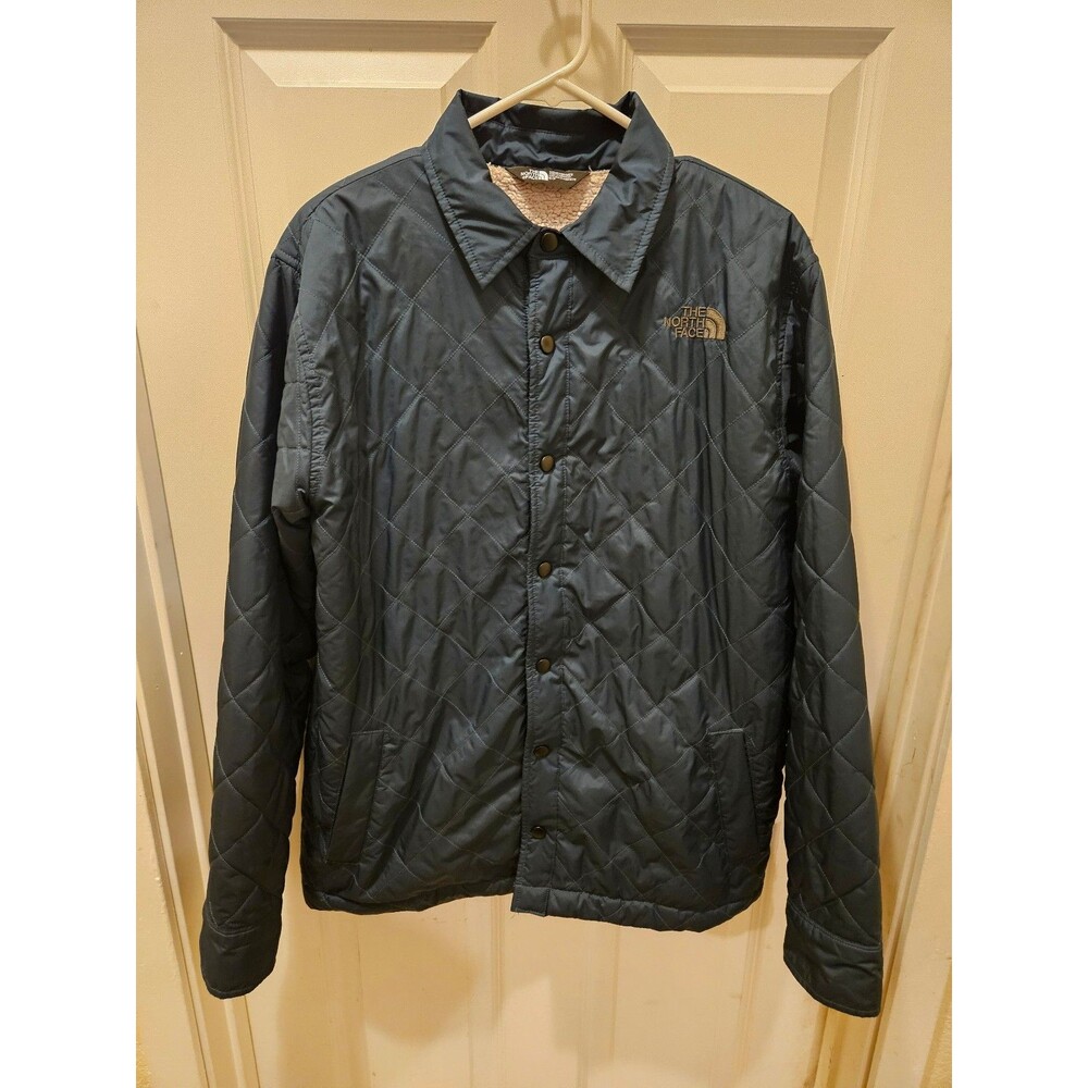 The North Face Quilted Sherpa Lined Jacket Mens Small Button Up Soft Warm Inside